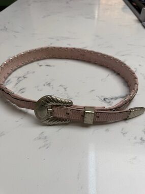 Circle Y Silver Women's Pink Beaded Leather Belt with Silver-Tone Buckle